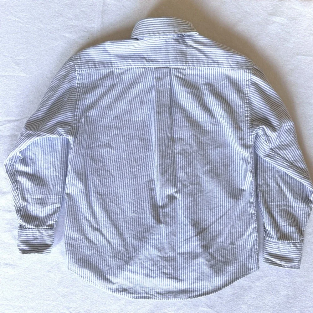 Ralph Lauren Boys Size 7 Blue White Striped‎ Oxford Shirt Pony Logo Button Down
